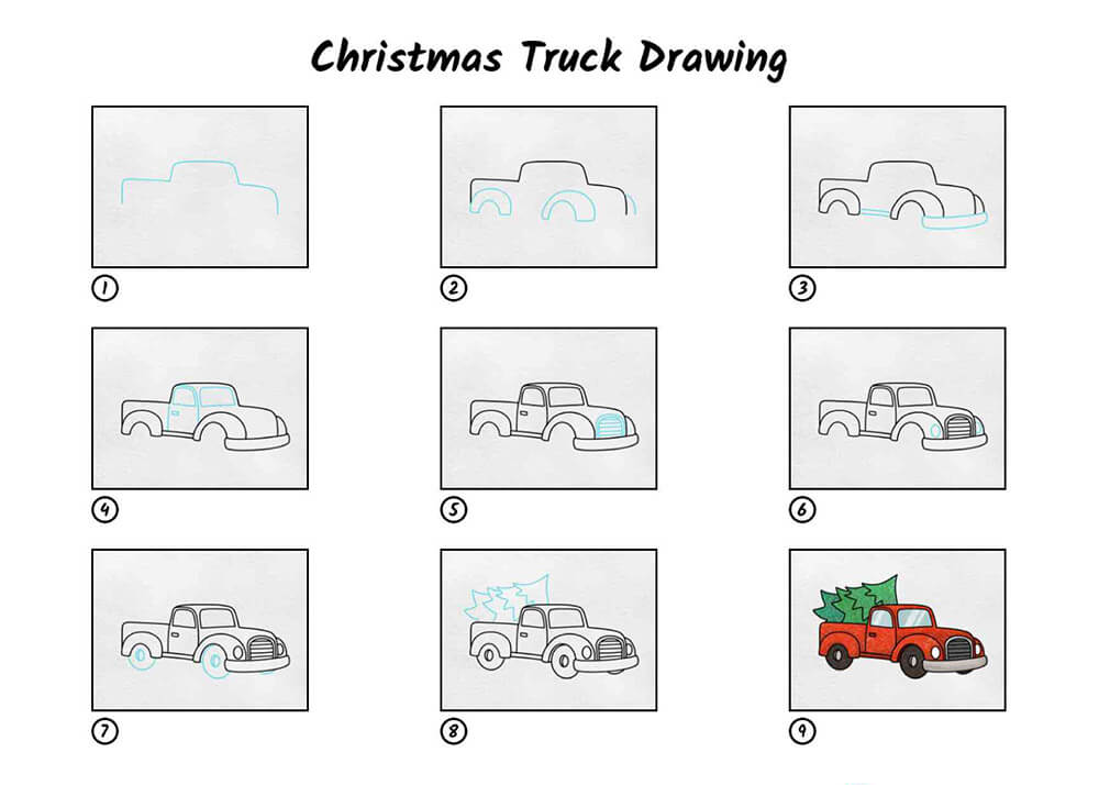 Jak Narysować Świąteczna ciężarówka