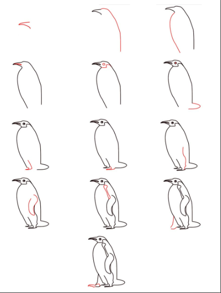 Jak Narysować Detailed penguins