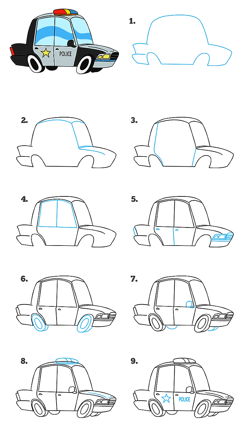 Jak Narysować Police car detailed instructions