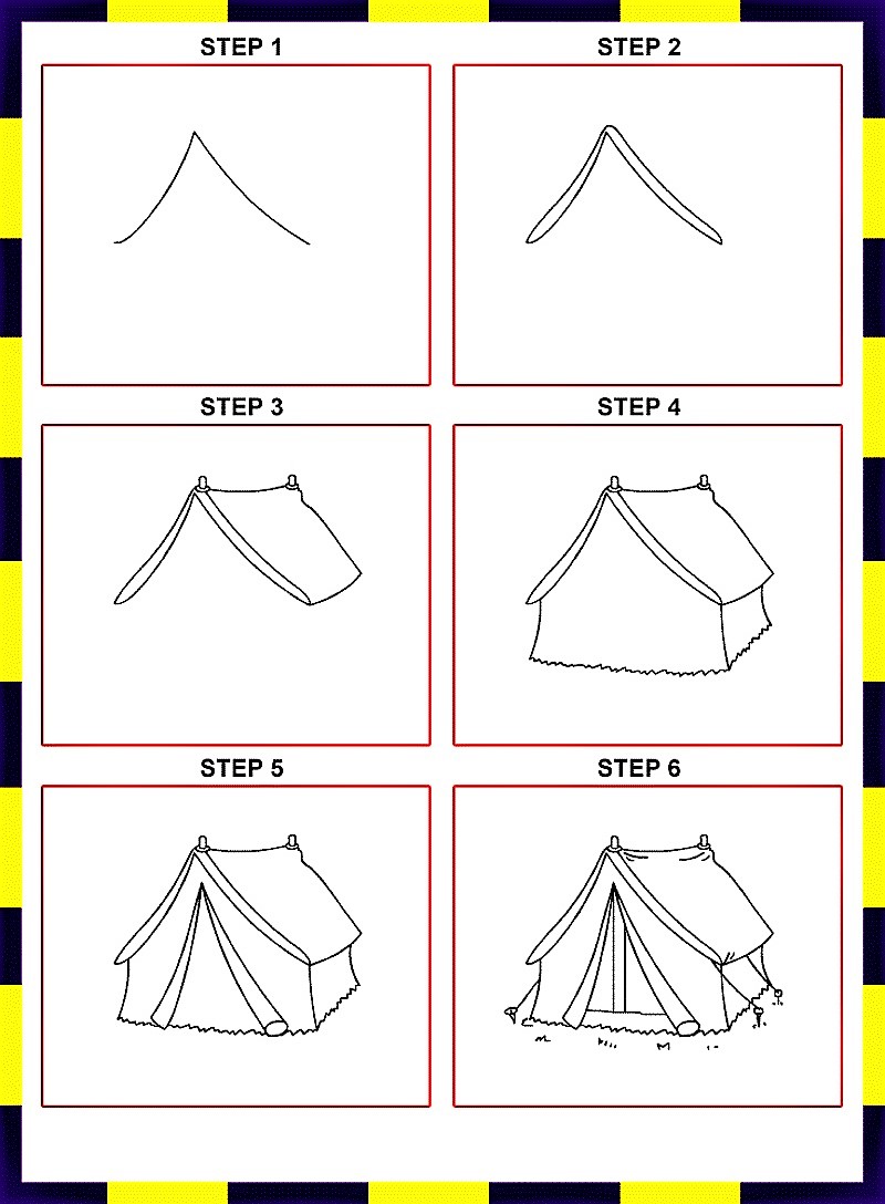 Jak Narysować A tent shaped like a house