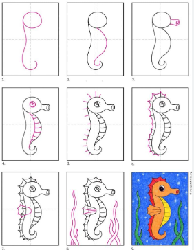 Jak Narysować Seahorse idea 5