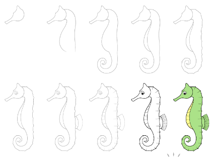 Jak Narysować Seahorse idea 8