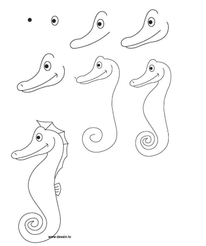 Jak Narysować Simple seahorse