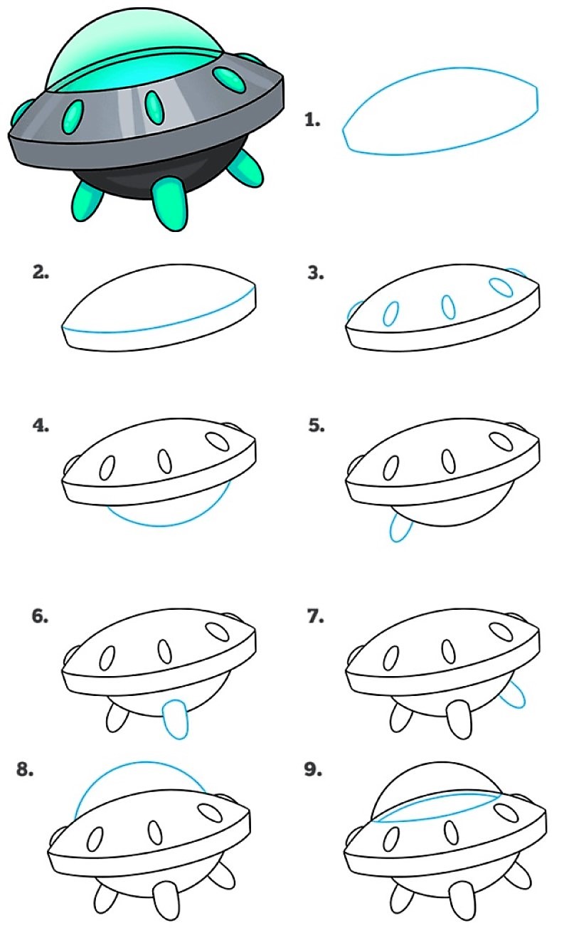 Jak Narysować A detailed step-by-step UFO