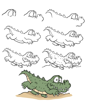 Jak Narysować A step-by-step detailed crocodile