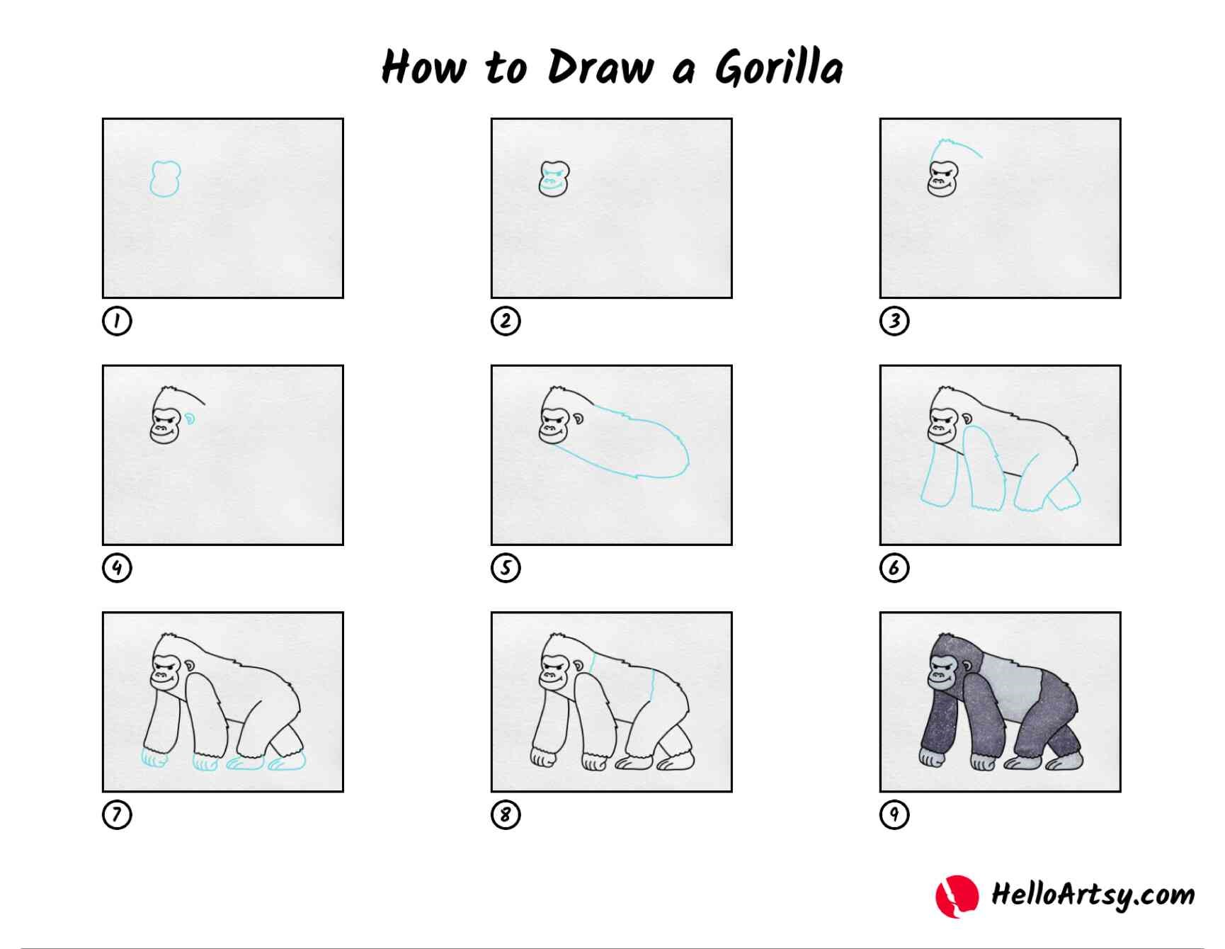 Jak Narysować Gorilla Ideas 8