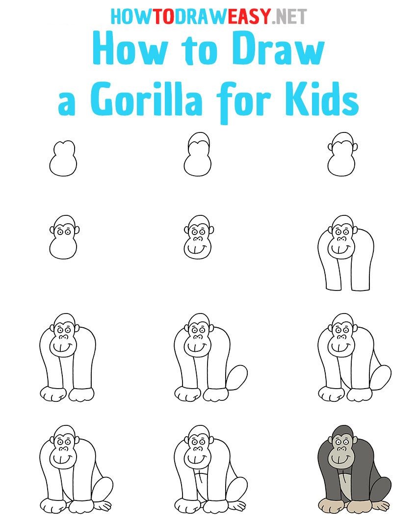 Jak Narysować Gorilla Ideas 9