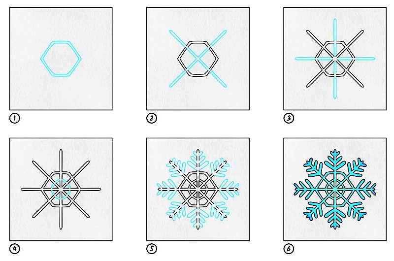 Jak Narysować Snowflake idea 8