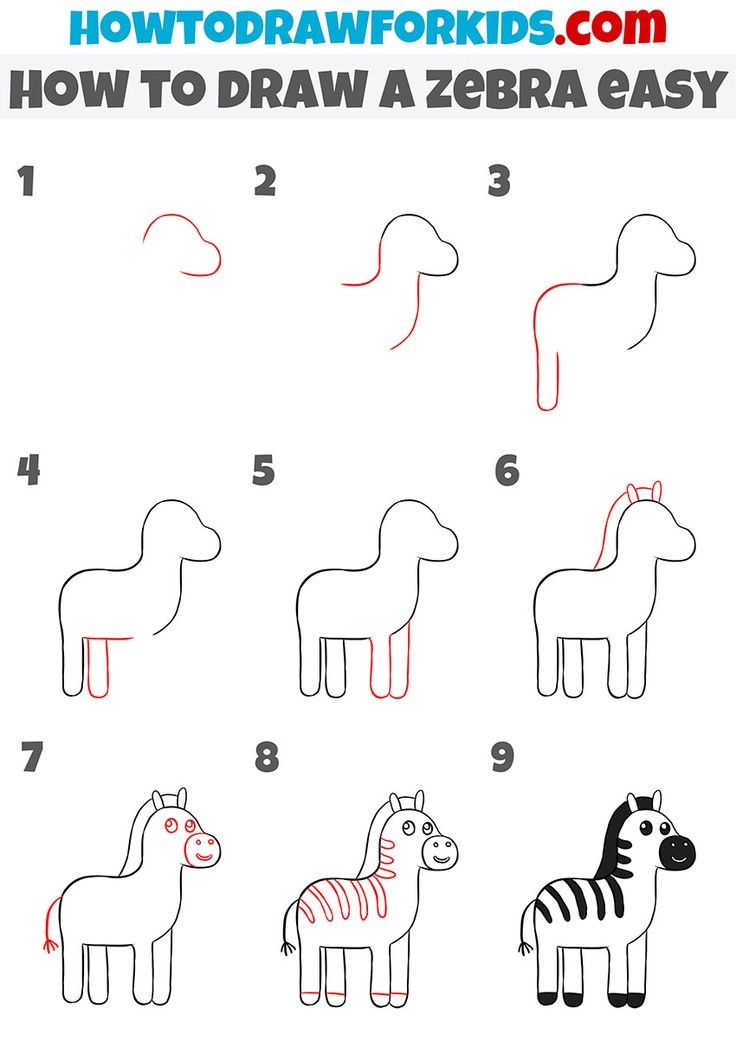 Jak Narysować Przyjazna Zebra