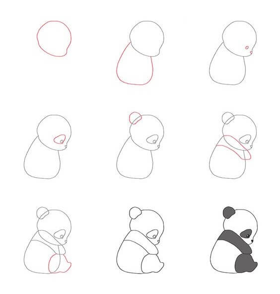 Jak Narysować Siedząca Panda