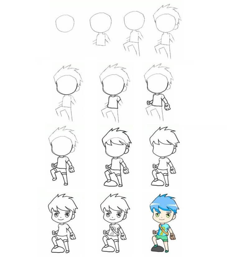 Jak Narysować Chłopiec chibi z uśmiechem
