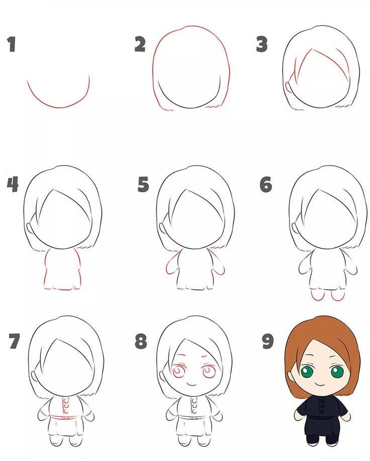 Jak Narysować Delikatna dziewczynka chibi