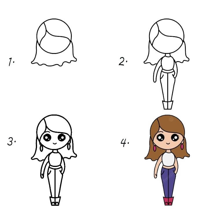Jak Narysować Ładna dziewczynka chibi