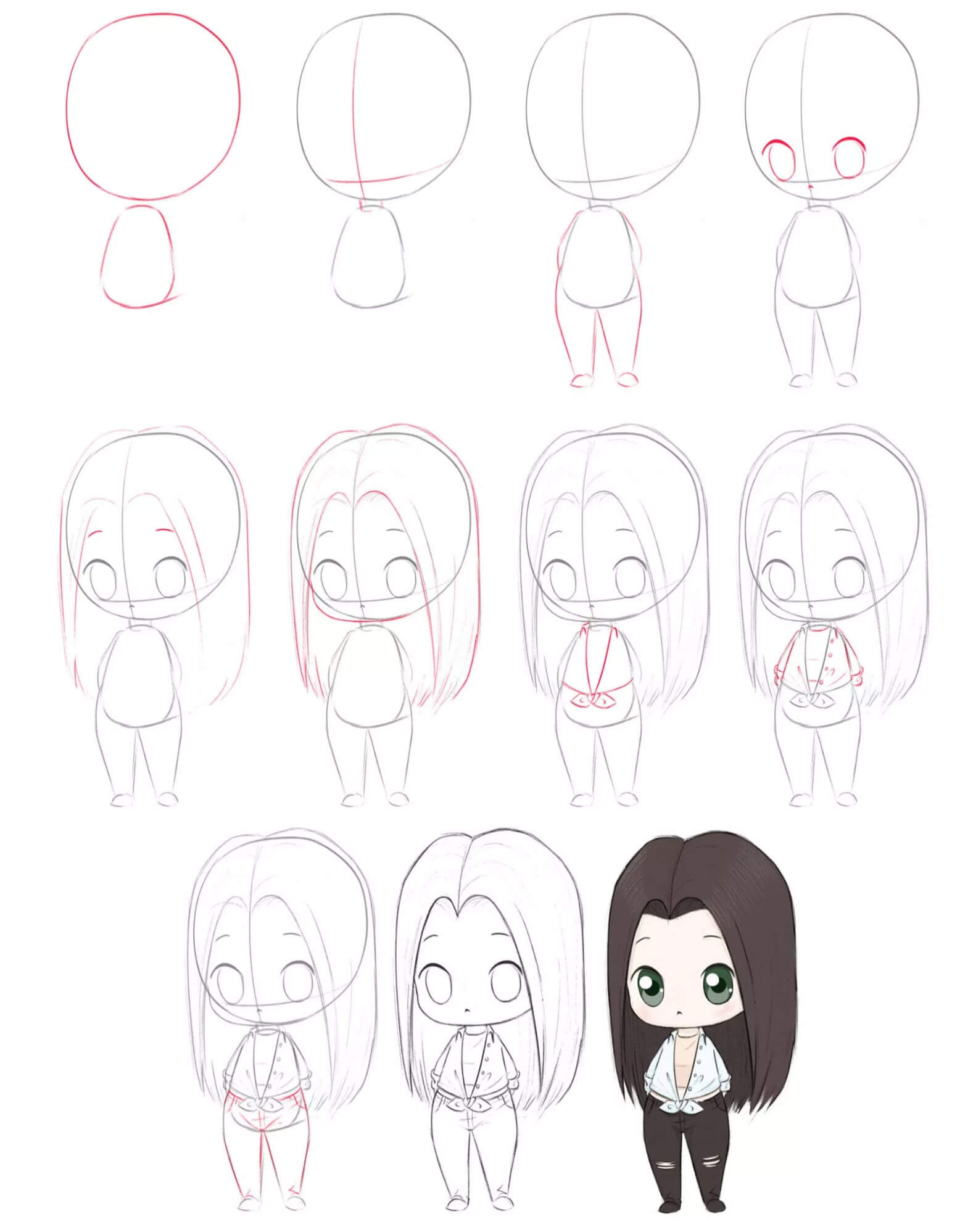 Jak Narysować Mała dziewczynka chibi