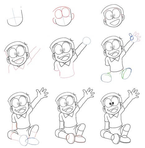 Jak Narysować Szczęśliwa Nobita