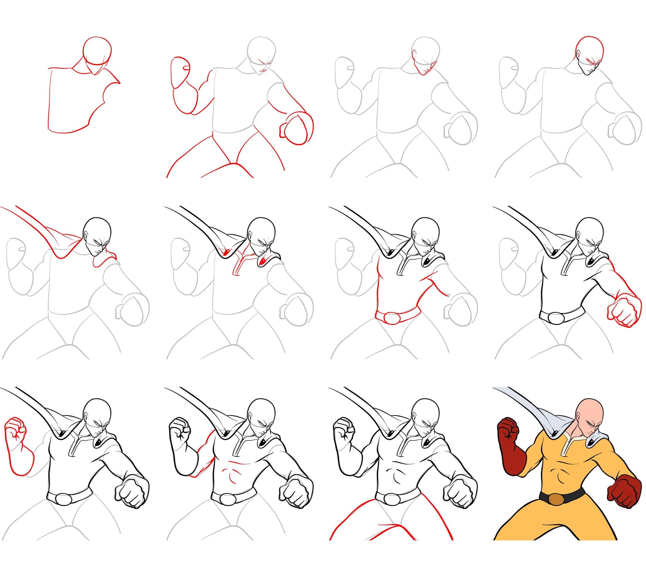 Jak Narysować Walczący Saitama
