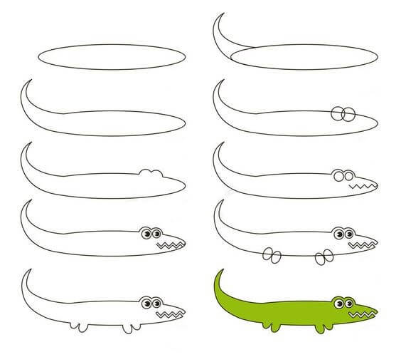 Jak Narysować Aligator na dzikim brzegu