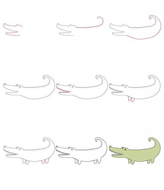 Jak Narysować Aligator polujący