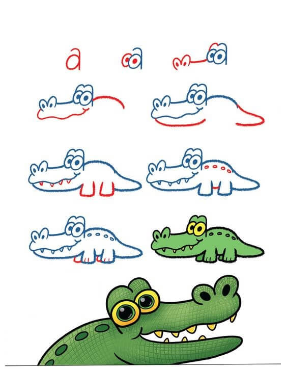 Jak Narysować Aligator przy wodnych roślinach