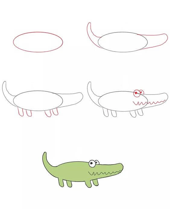 Jak Narysować Aligator w zielonej dżungli