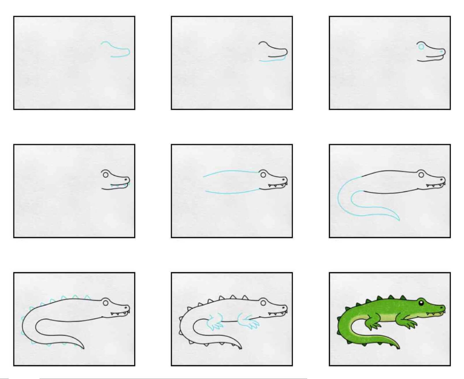 Jak Narysować Aligator wśród liści