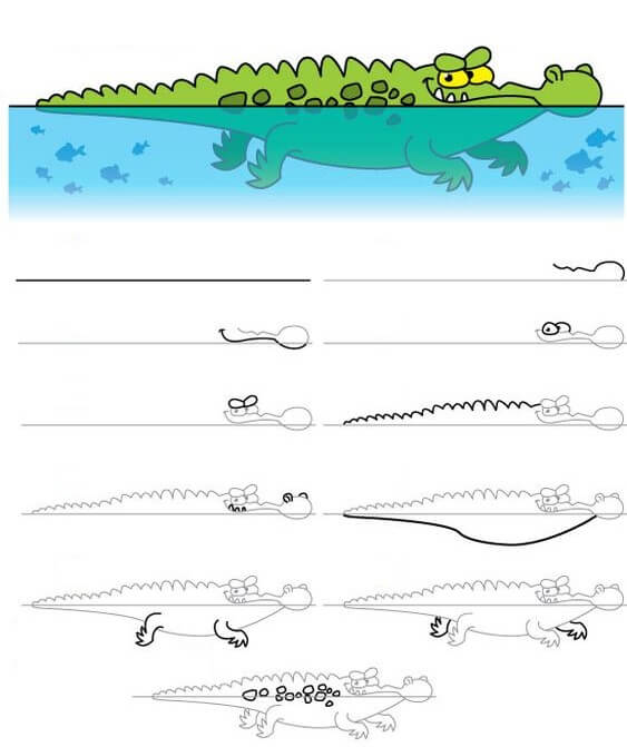 Jak Narysować Aligator z dużymi zębami