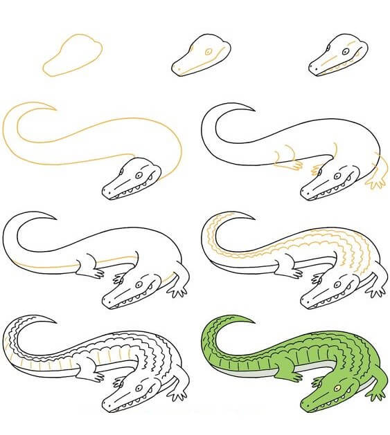 Jak Narysować Aligator z otwartym pyskiem