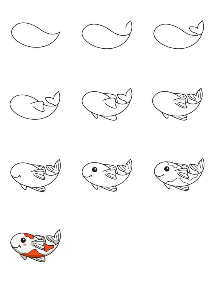 Jak Narysować Karp koi czerwony