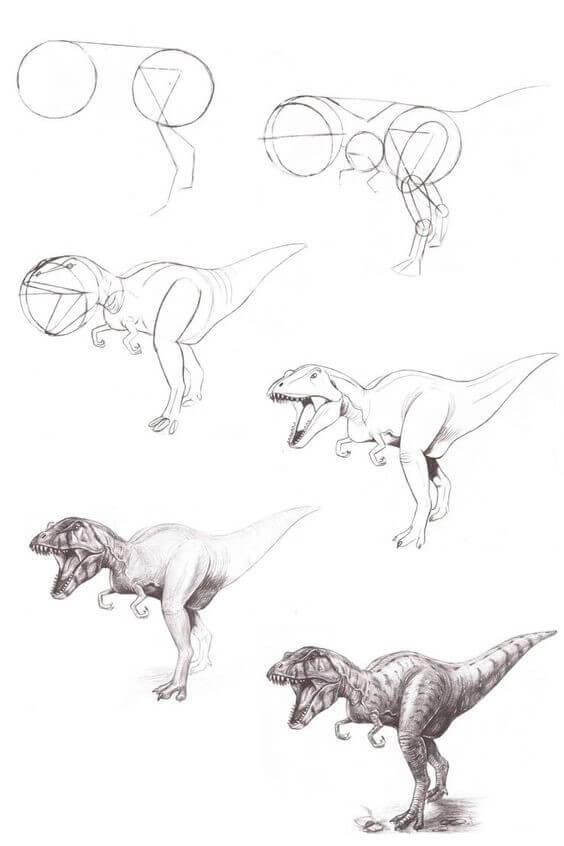 Jak Narysować T-Rex podczas biegu