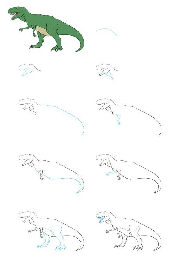 Jak Narysować T-Rex podczas polowania