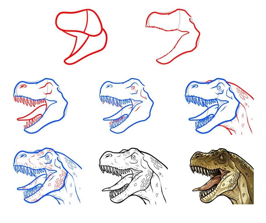 Jak Narysować T-Rex przy wulkanie