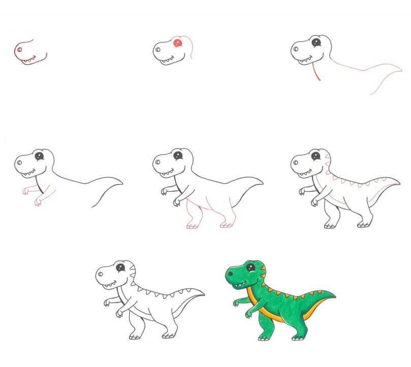 Jak Narysować T-Rex wśród dinozaurów