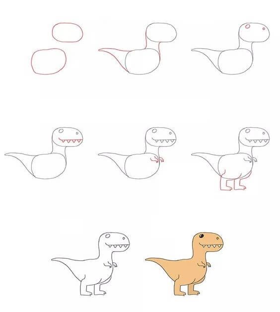 Jak Narysować T-Rex wśród wulkanów