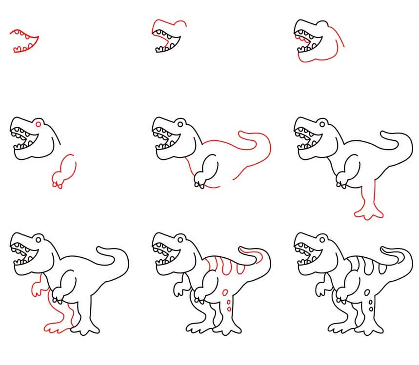 Jak Narysować T-Rex z dużą głową