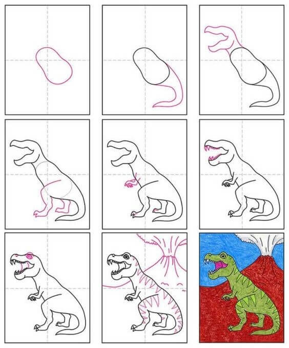 Jak Narysować T-Rex z ostrymi zębami