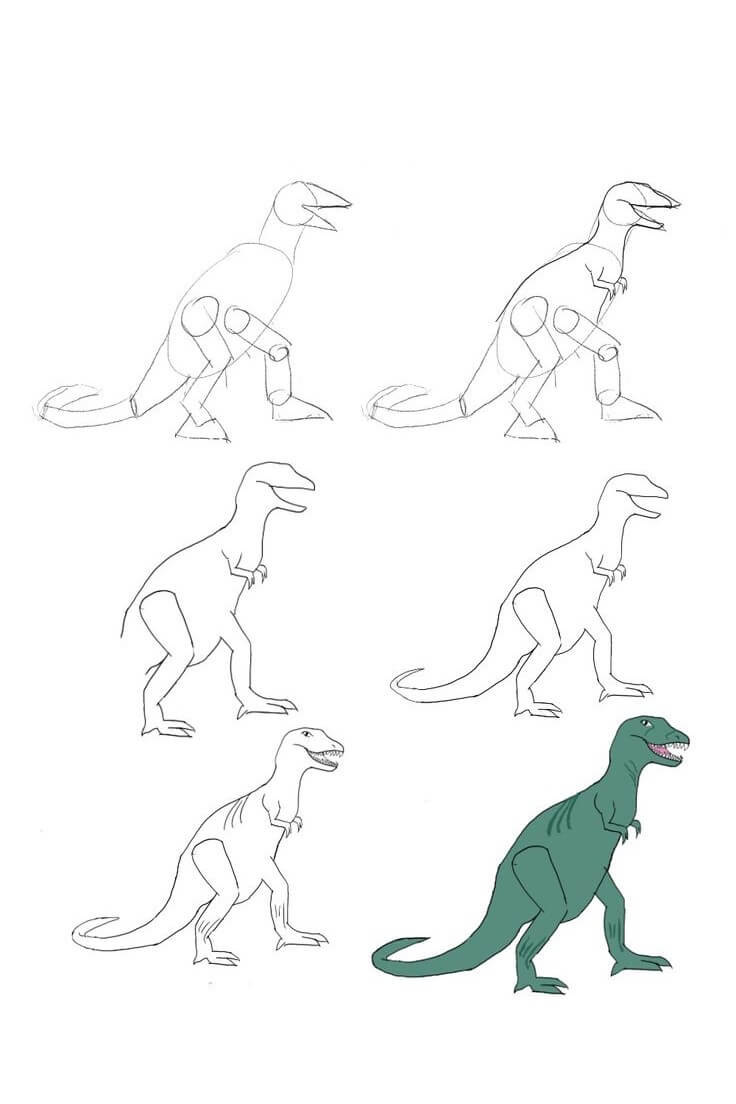 Jak Narysować T-Rex z silnymi nogami