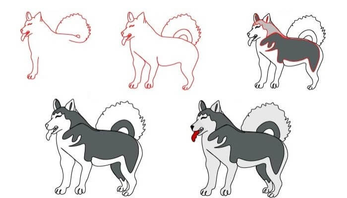 Jak Narysować Husky siedzący