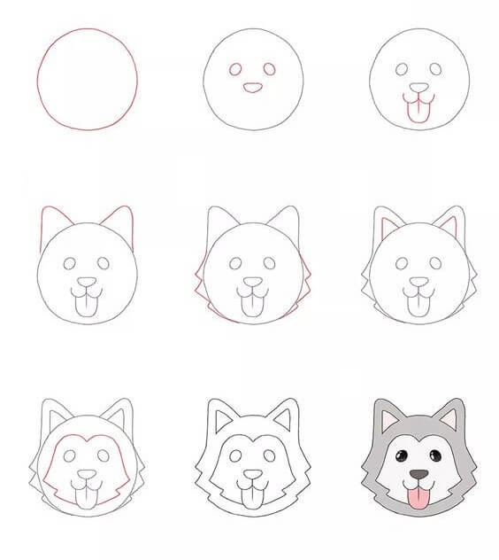Jak Narysować Husky z niebieskimi oczami