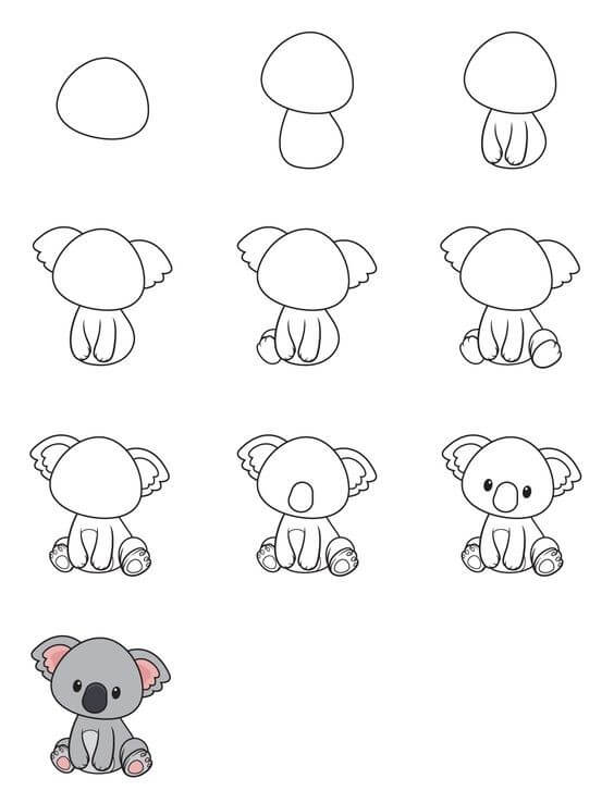 Jak Narysować Koala ciekawski