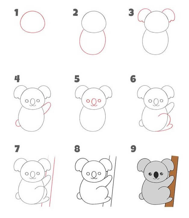 Jak Narysować Koala wspinający się