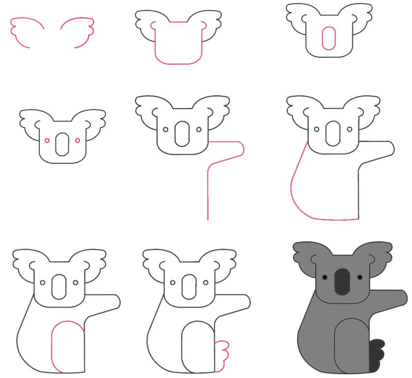 Jak Narysować Koala z okrągłą głową