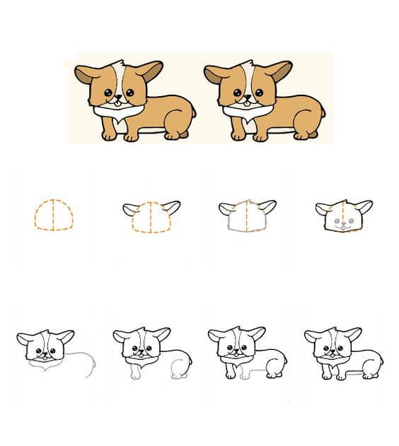 Jak Narysować Puchaty corgi