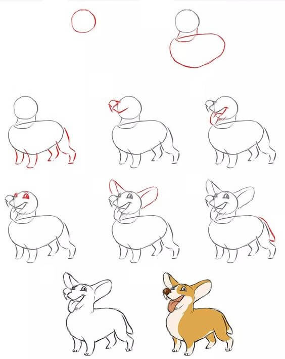 Jak Narysować Radosny corgi