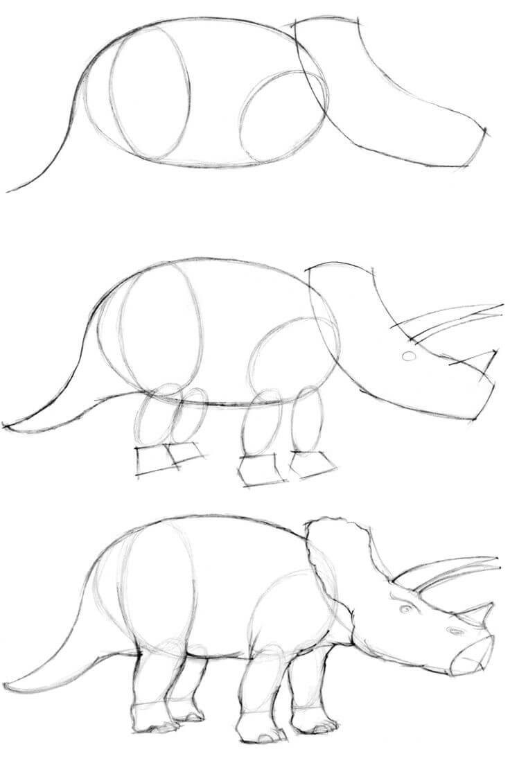 Jak Narysować Triceratops biegnący