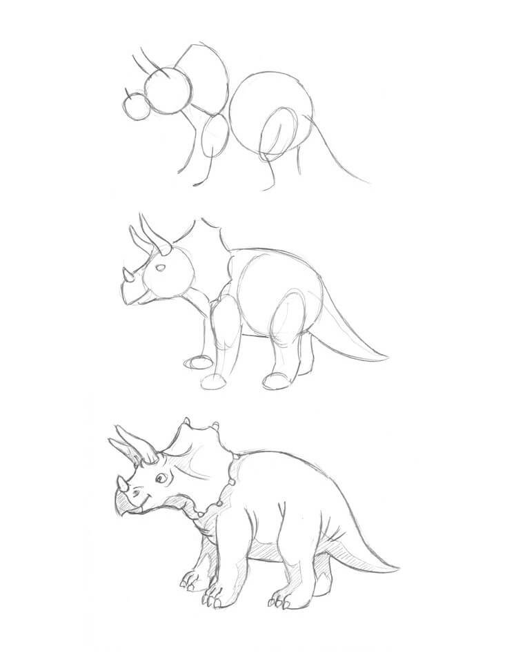 Jak Narysować Triceratops idący