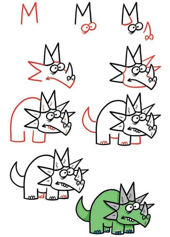 Jak Narysować Triceratops na łące