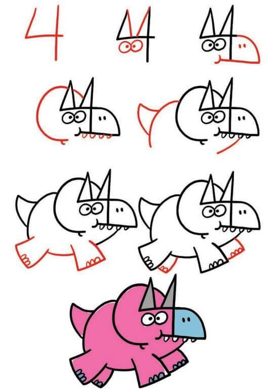 Jak Narysować Triceratops nad rzeką