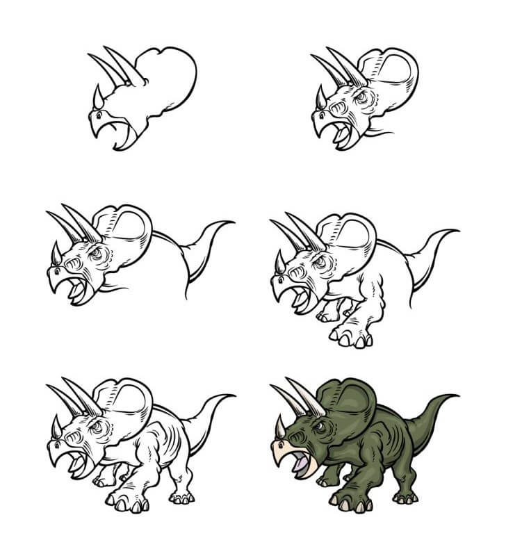Jak Narysować Triceratops obok skały