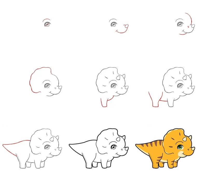 Jak Narysować Triceratops pod chmurami