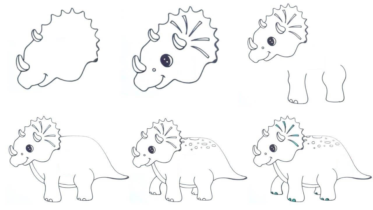 Jak Narysować Triceratops przy jeziorze